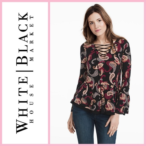 White House Black Market Tops - NWOT WHBM Long Sleeve Paisley Printed Blouse